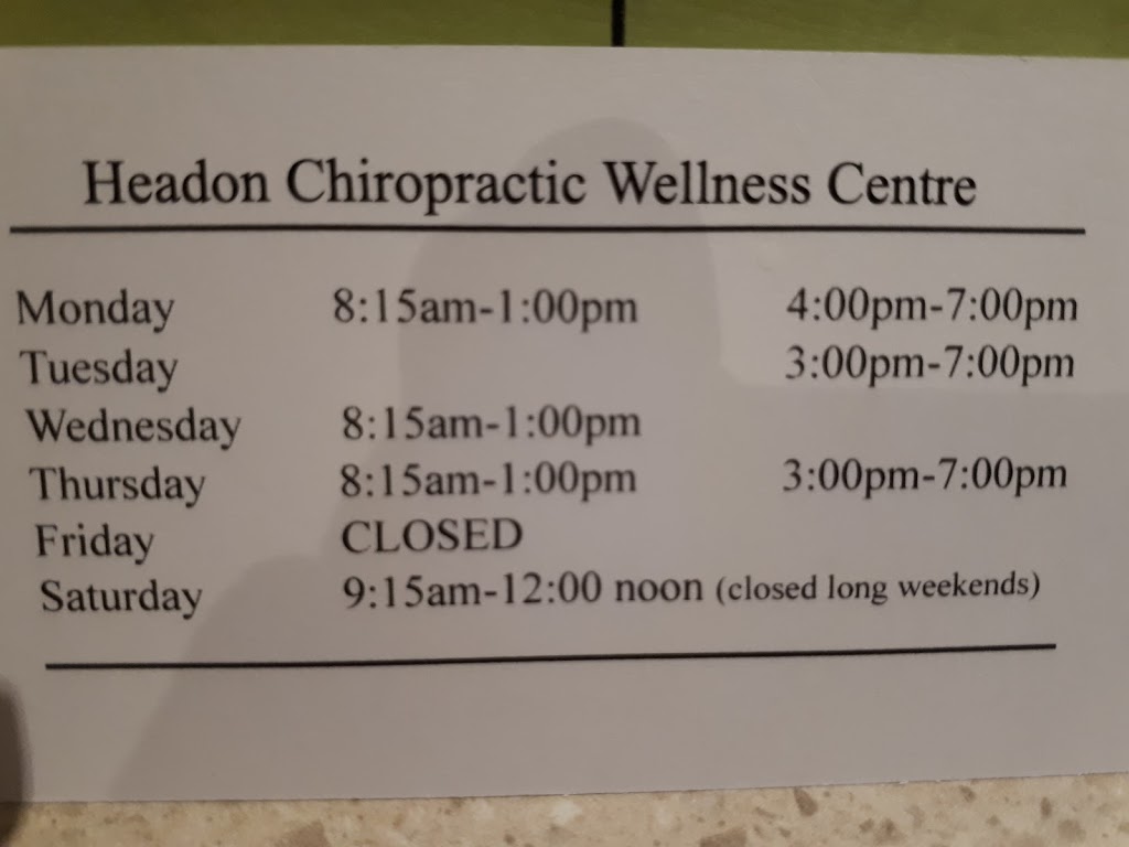 Headon Chiropractic Wellness Centre | 1387 Walkers Line, Burlington, ON L7M 0Z1, Canada | Phone: (905) 332-7758