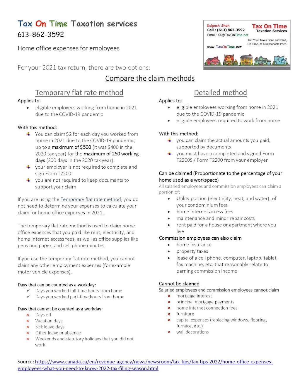 Tax On Time Taxation Services | Gospel Oak Dr, Nepean, ON K2J 5B7, Canada | Phone: (613) 862-3592