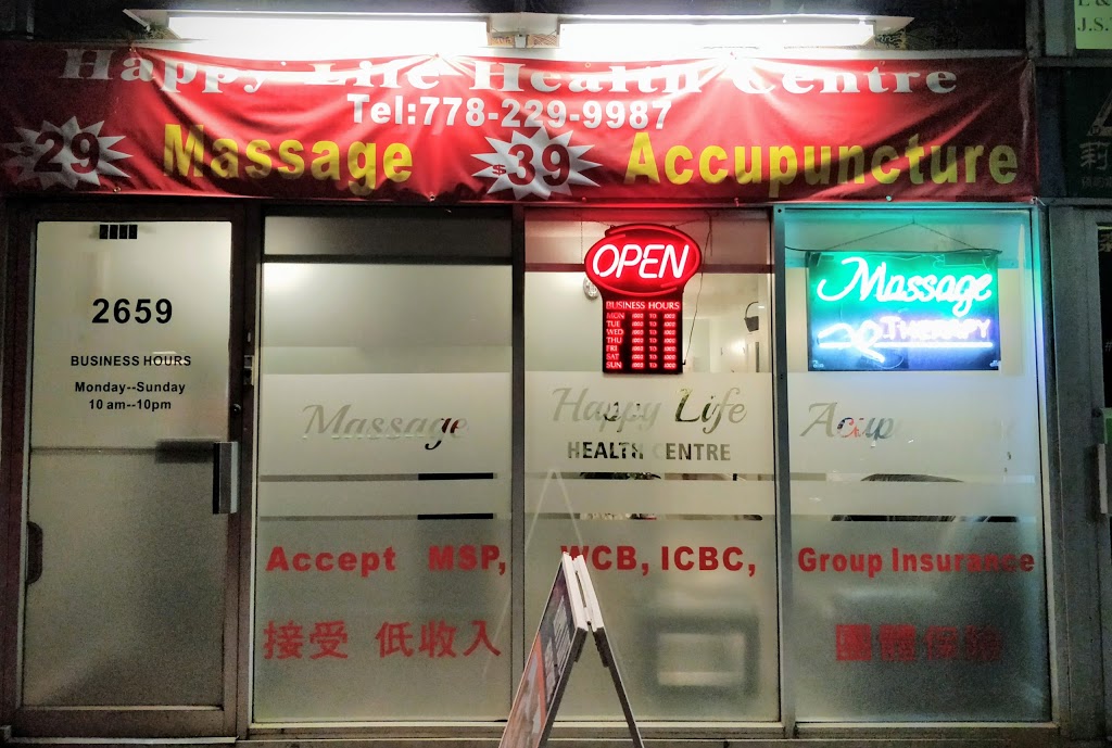 Happy Life Massage Health Centre | 2659 Kingsway, Vancouver, BC V5R 5H4, Canada | Phone: (778) 229-9987