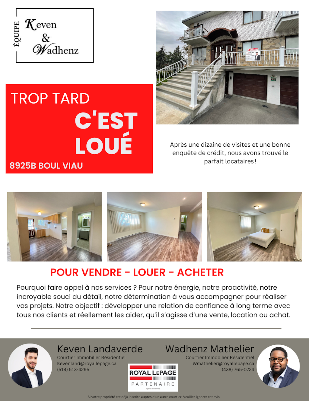 Équipe Keven & Wadhenz - Courtier Immobilier Laval | 3131 Blvd. de la Concorde E Bureau 101, Laval, QC H7E 4W4, Canada | Phone: (514) 513-4295