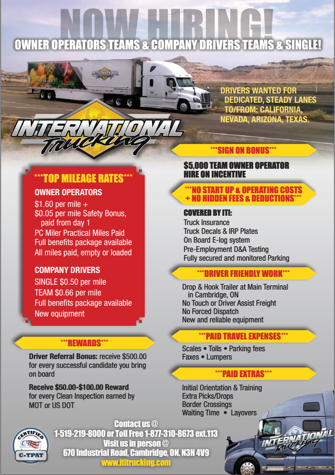 International Trucking Inc. | 670 Industrial Rd, Cambridge, ON N3H 4R7, Canada | Phone: (877) 310-8673