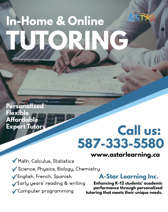 A-Star Learning Inc. | 189 Masters Row SE, Calgary, AB T3M 2R9, Canada | Phone: (587) 333-5580
