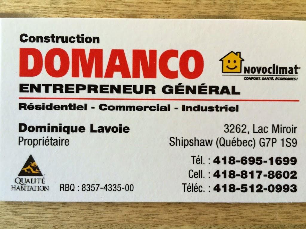 Construction Domanco | 3262, rue du Lac-Miroir, Shipshaw, QC G7P 1S9, Canada | Phone: (418) 817-8602