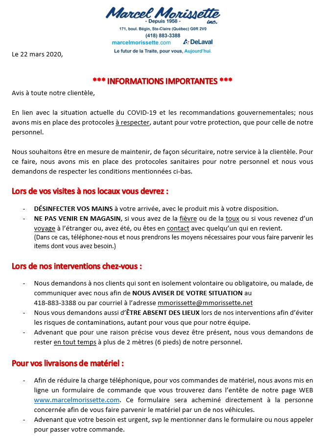 Marcel Morissette inc. Cap-Santé | 43 Chem. du Roy, Cap-Santé, QC G0A 1L0, Canada | Phone: (418) 883-3388