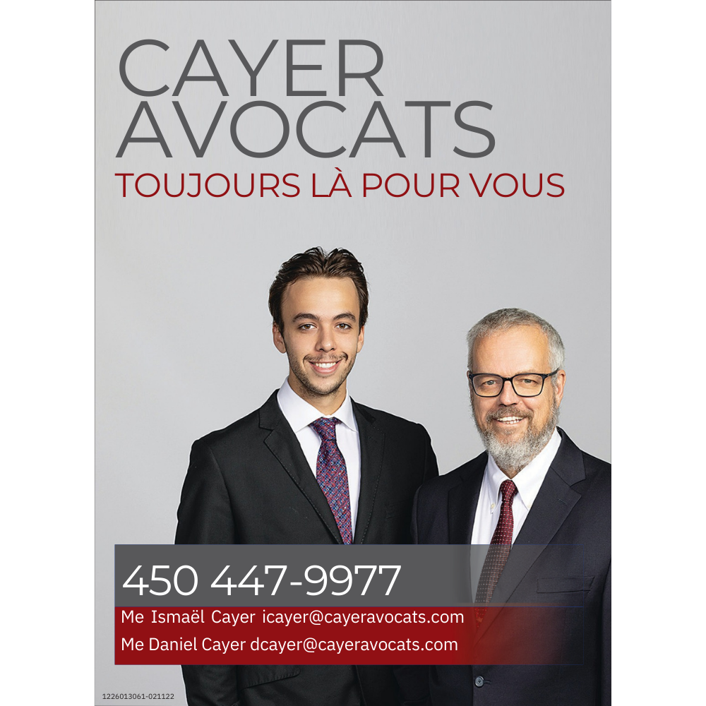 Cayer Avocats | 236 1 ère Rue, Richelieu, QC J3L 3W2, Canada | Phone: (450) 447-9977