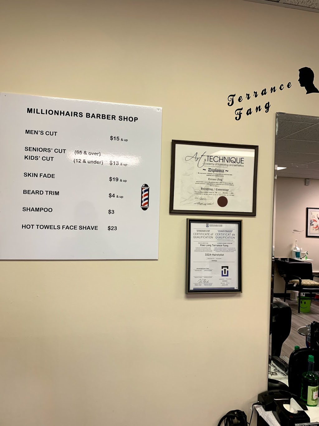 Millionhairs Barber Shop By Terrance | 600 Dundas St E, Belleville, ON K8N 5P9, Canada | Phone: (613) 243-8388