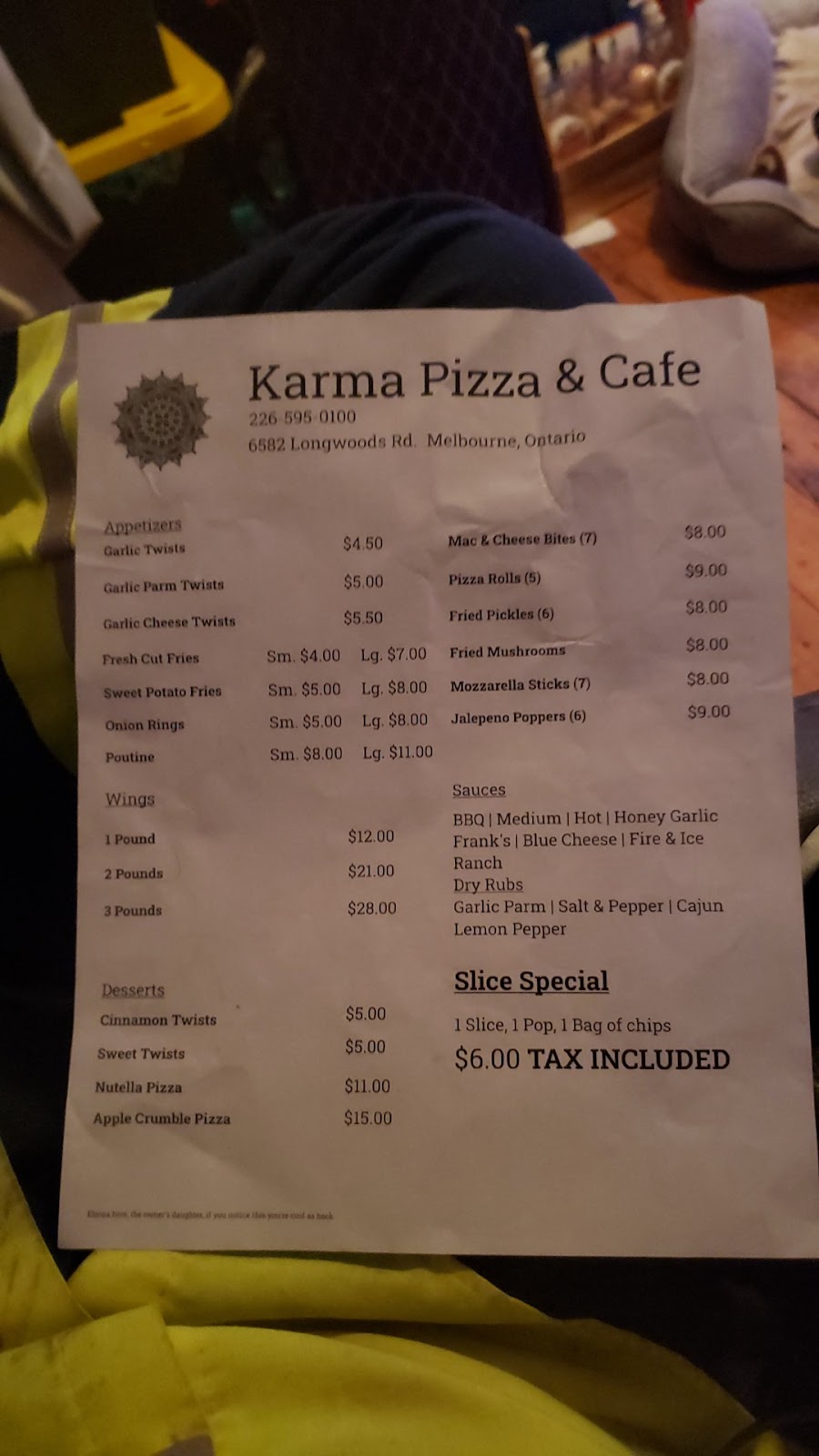 Karma Pizza & Cafe | 6582 Longwoods Rd, Melbourne, ON N0L 1T0, Canada | Phone: (226) 595-0100