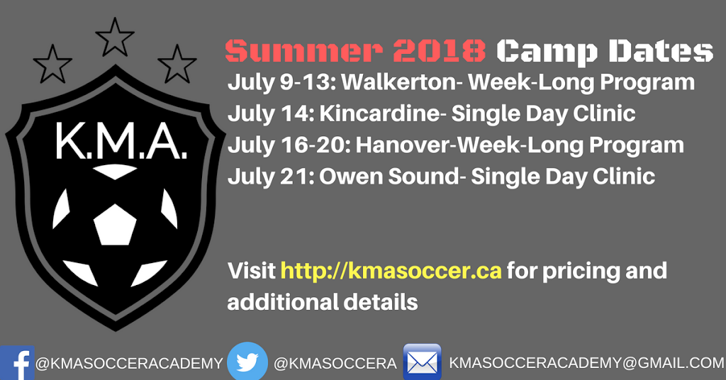 K.M.A. Soccer Academy | 34 Johnstone Blvd, Walkerton, ON N0G 2V0, Canada | Phone: (647) 821-9227