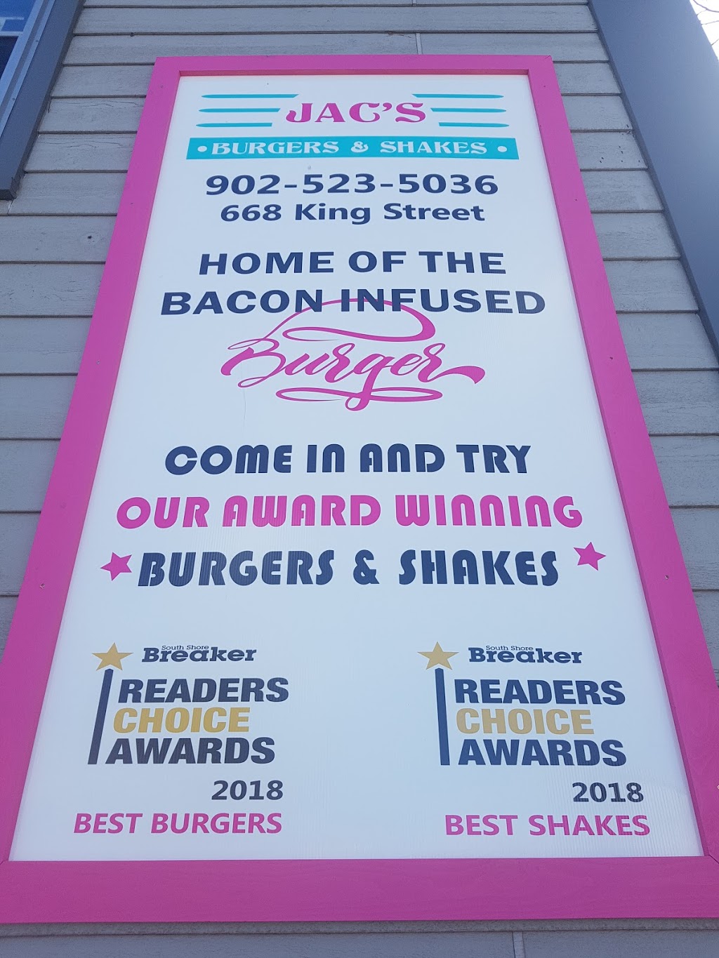 Jacs Burgers and Shakes | 668 King St, Bridgewater, NS B4V 1B4, Canada | Phone: (902) 523-5036
