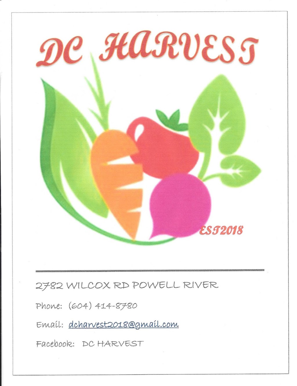 DC Harvest | 2782 Wilcox Rd, Powell River, BC V8A 0P3, Canada | Phone: (604) 414-8780