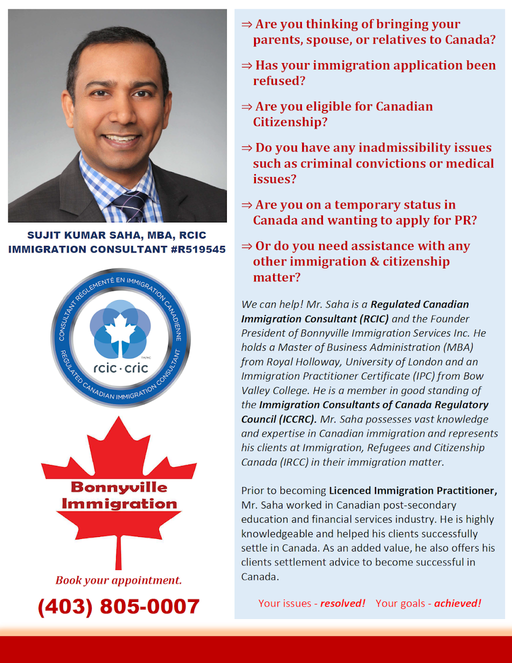 Bonnyville Immigration Services Inc. | 102-3770 Westwinds Dr NE, Calgary, AB T3J 5H3, Canada | Phone: (403) 805-0007