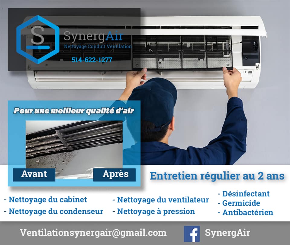 Ventilation Synerg Air - Nettoyage de conduits | point of interest | 580 Rue Pierre-Rivière, Terrebonne, QC J6V 1N6, Canada | 5146221277 OR +1 514-622-1277