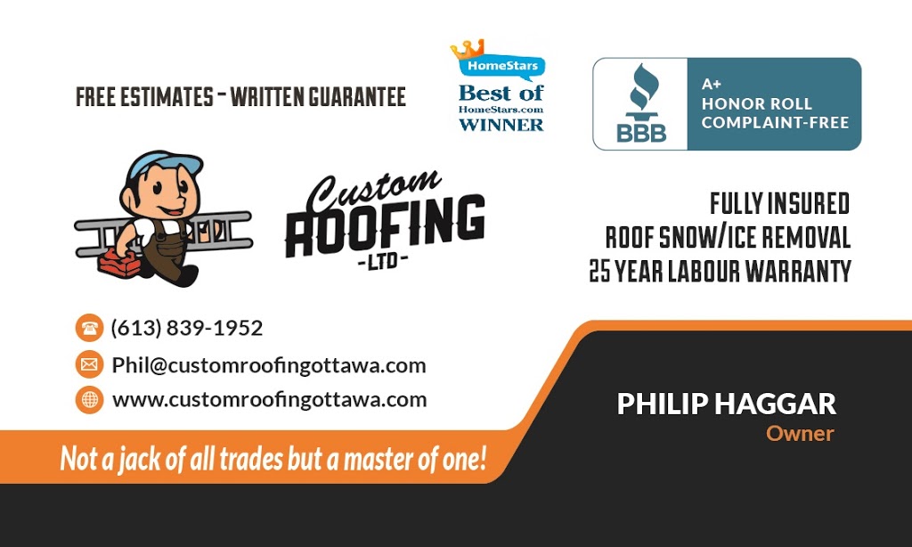 Custom Roofing Ltd. | 2464 McGee Side Rd, Carp, ON K0A 1L0, Canada | Phone: (613) 839-1952