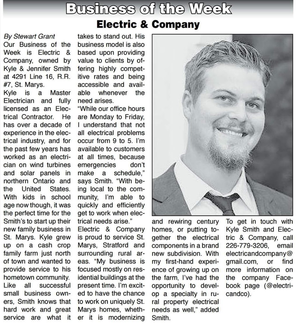 Electric & Company | 4291 Line 16, St. Marys, ON N4X 1C9, Canada | Phone: (226) 779-3206