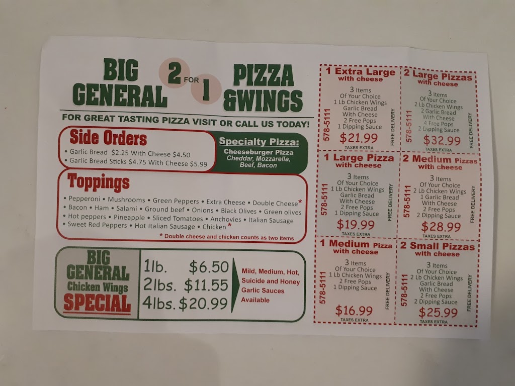 Big General 2 For 1 Pizza | 564 King St E, Kitchener, ON N2G 2M1, Canada | Phone: (519) 578-5111