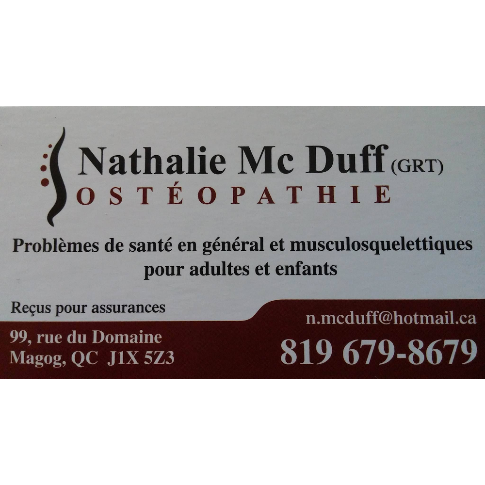 Nathalie Mc Duff (DO) | 99 Rue du Domaine, Magog, QC J1X 5Z3, Canada | Phone: (819) 679-8679