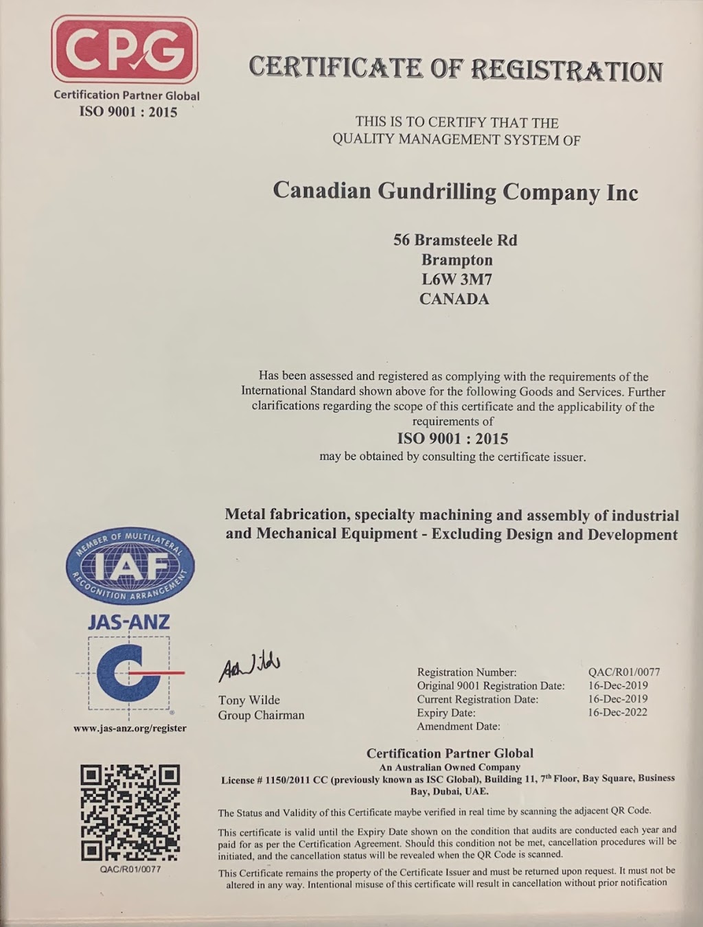 Canadian Gundrilling Company Inc | 56 Bramsteele Rd Unit#1, Brampton, ON L6W 3M7, Canada | Phone: (905) 453-5278