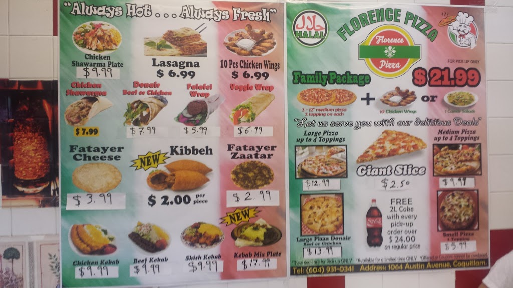 Florence Pizza | 1064 Austin Ave, Coquitlam, BC V3K 3P3, Canada | Phone: (604) 931-0341