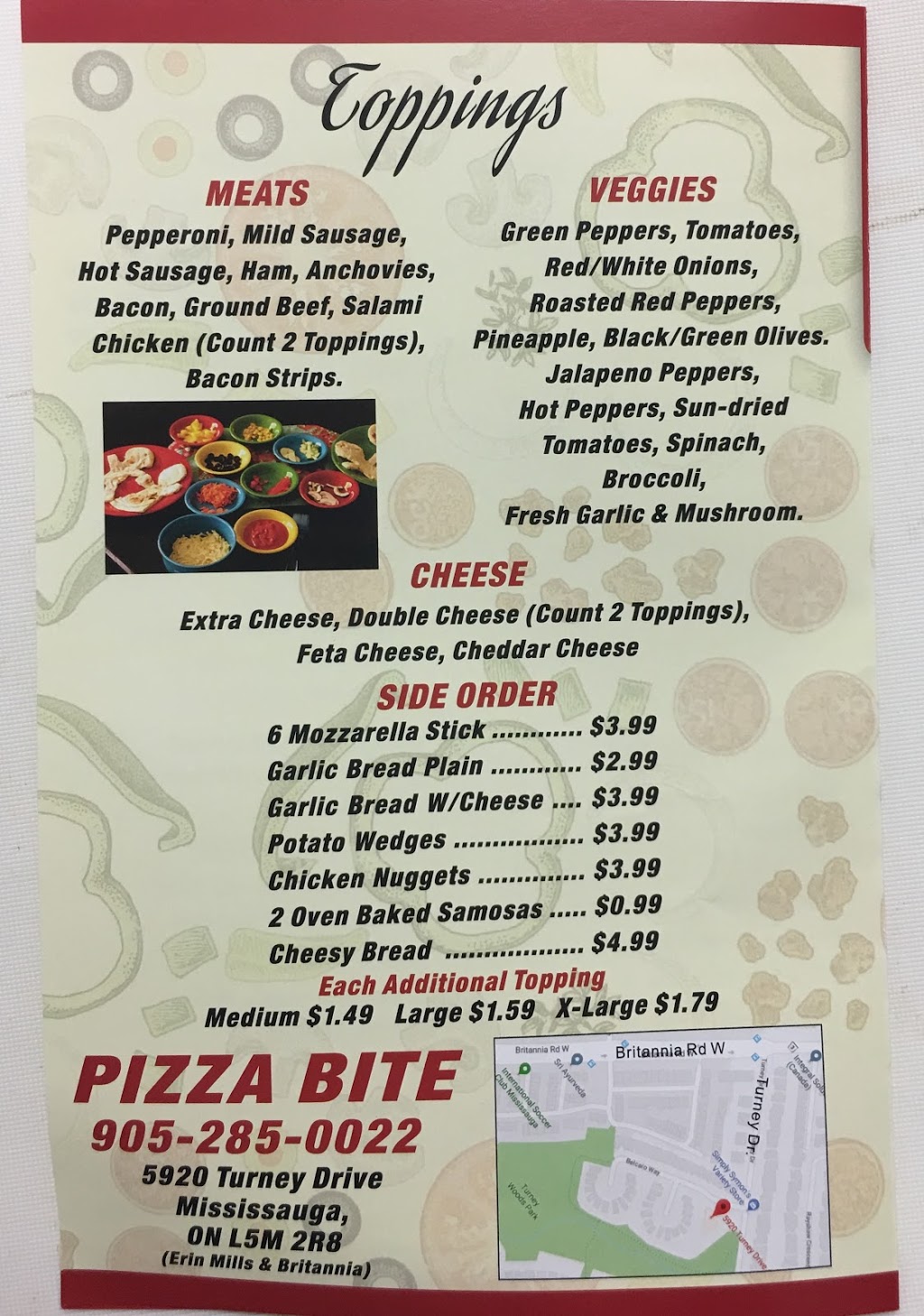 Pizza Bite | 5920 Turney Dr, Mississauga, ON L5M 2R8, Canada | Phone: (905) 285-0022