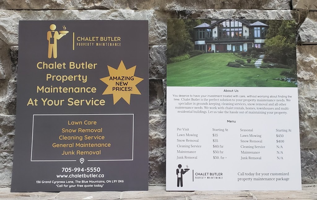 Chalet Butler Property Maintenance | 136 Grand Cypress Ln, The Blue Mountains, ON L9Y 0K6, Canada | Phone: (705) 994-5550