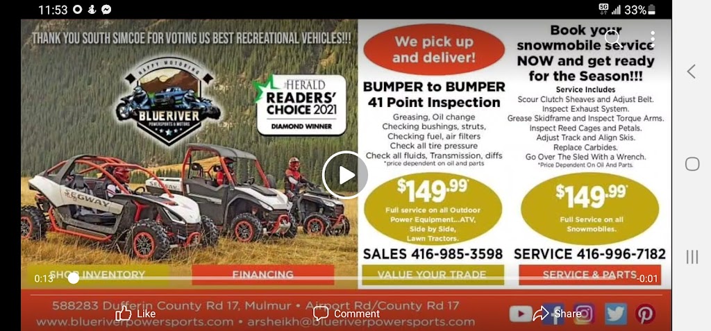 BLUERIVER POWERSPORTS & MOTORS | 4083 Simcoe County Rd 50, Loretto, ON L0G 1L0, Canada | Phone: (905) 376-8161