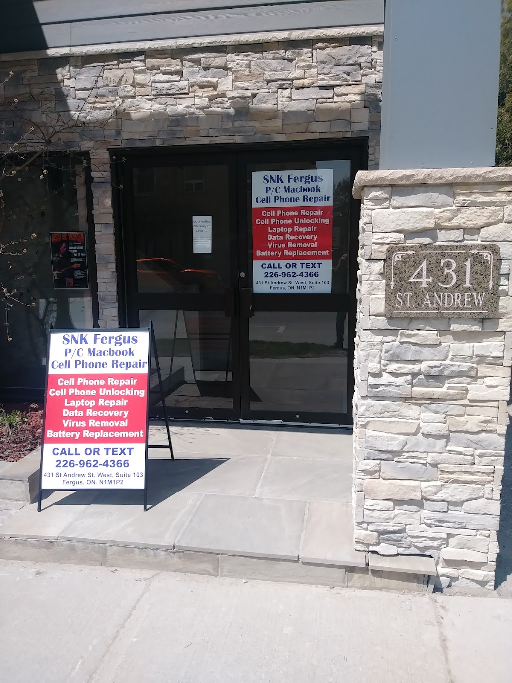 SNK Fergus PC/Macbook and Cellphone Repair | 431 St Andrew St W SUITE 103, Fergus, ON N1M 1P2, Canada | Phone: (226) 962-4366