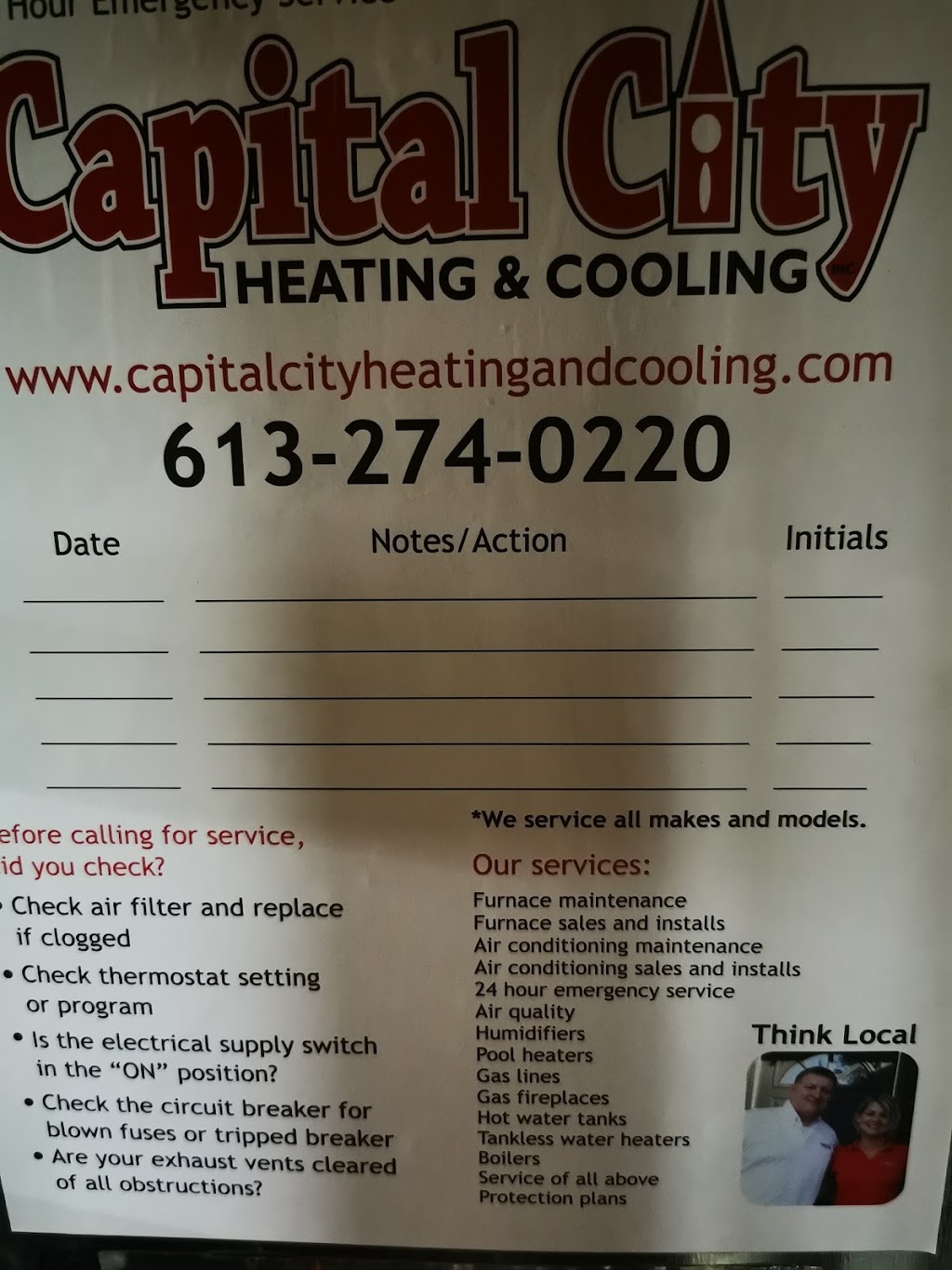Capital City Heating and Cooling Inc. | 7820 Flewellyn Rd, Ottawa, ON K0A 1B0, Canada | Phone: (613) 274-0220