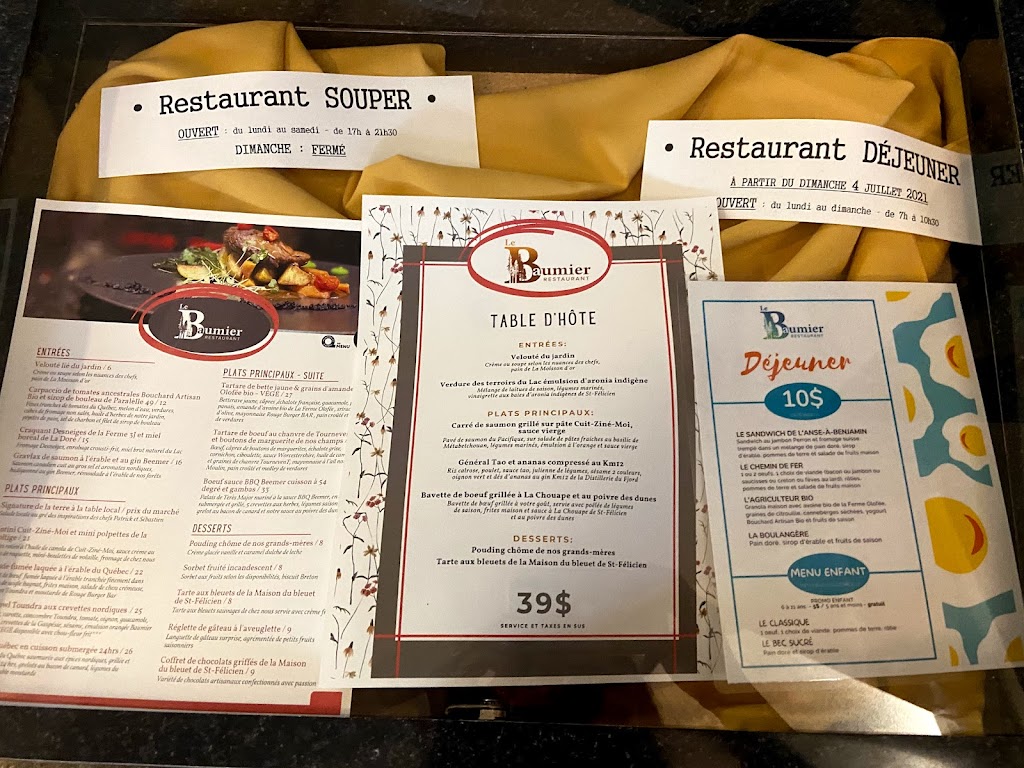 Restaurant Le Baumier | 1400 Bd du Jardin, Saint-Félicien, QC G8K 2N8, Canada | Phone: (418) 679-8422