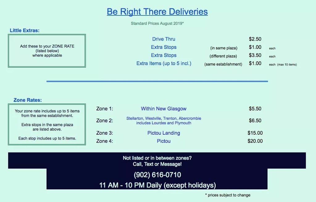 Be Right There Deliveries | 370 Tremont St, New Glasgow, NS B2H 3Z7, Canada | Phone: (902) 616-0710