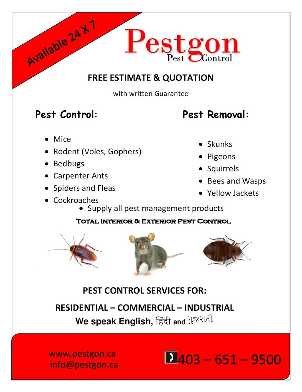 Pestgon Pest Control | 67 Citadel Meadow Grove NW, Calgary, AB T3G 4K6, Canada | Phone: (403) 651-9500