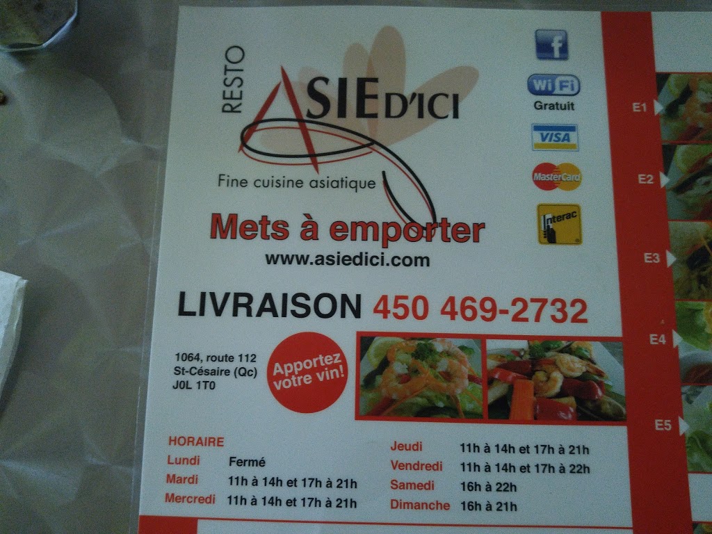 Restaurant Au Gout DAsie | 1064 QC-112, Saint-Césaire, QC J0L 1T0, Canada | Phone: (450) 469-2732