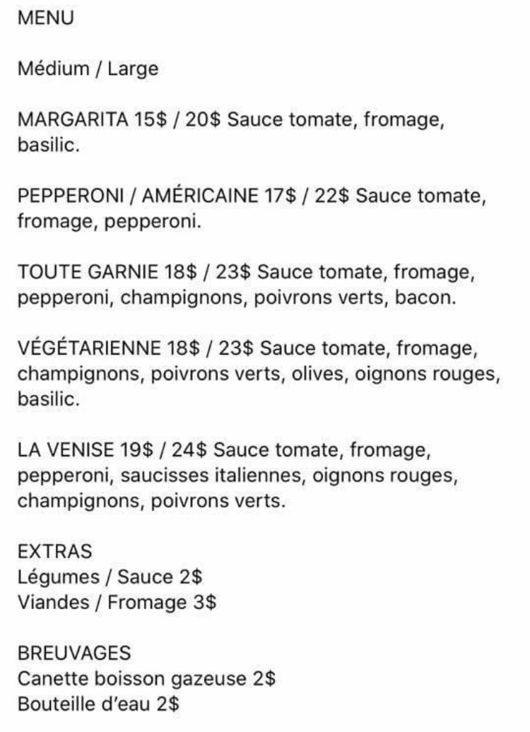 Le Venise Pizza Shop | 245 Avenue de Venise O, Venise-en-Québec, QC J0J 2K0, Canada | Phone: (450) 210-1107