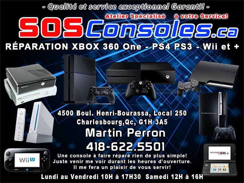 SOS Consoles | 4500 Boulevard Henri-Bourassa Bureau 250, Québec, QC G1H 3A5, Canada | Phone: (418) 622-5501