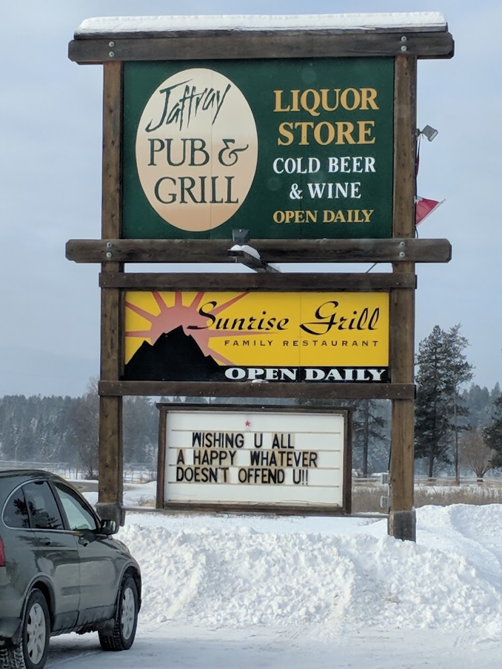 Jaffray Pub & Sunrise Grill | 2359 BC-3, Jaffray, BC V0B 1T0, Canada | Phone: (250) 429-3080