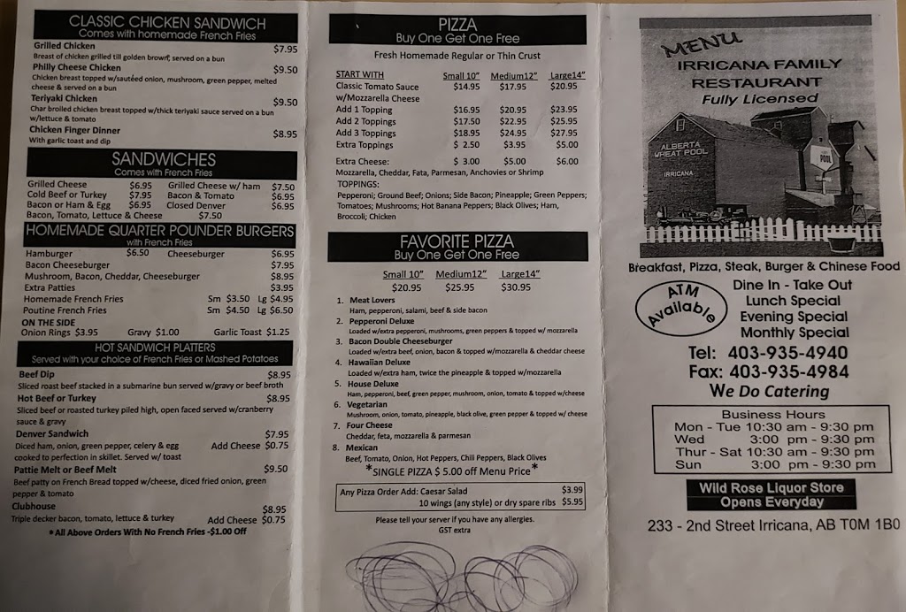 Irricana Family Restaurant | 233 2 St, Irricana, AB T0M 1B0, Canada | Phone: (403) 935-4940