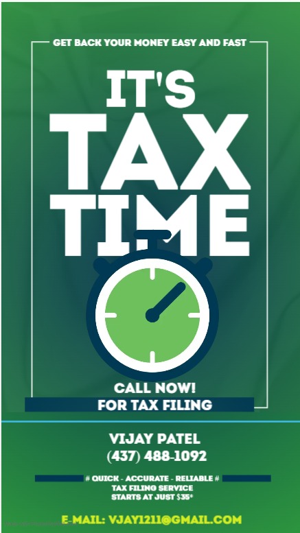 VIJAY PATEL - Tax Filing Service | 960 Markham Rd, Scarborough, ON M1H 2Y4, Canada | Phone: (437) 488-1092