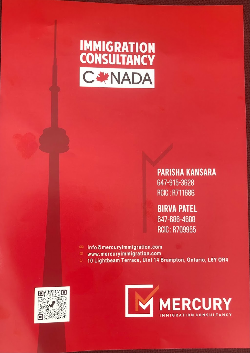 Mercury Immigration Consultancy Inc. | 10 Lightbeam Ter Unit 14, Brampton, ON L6Y 0R4, Canada | Phone: (647) 915-3628