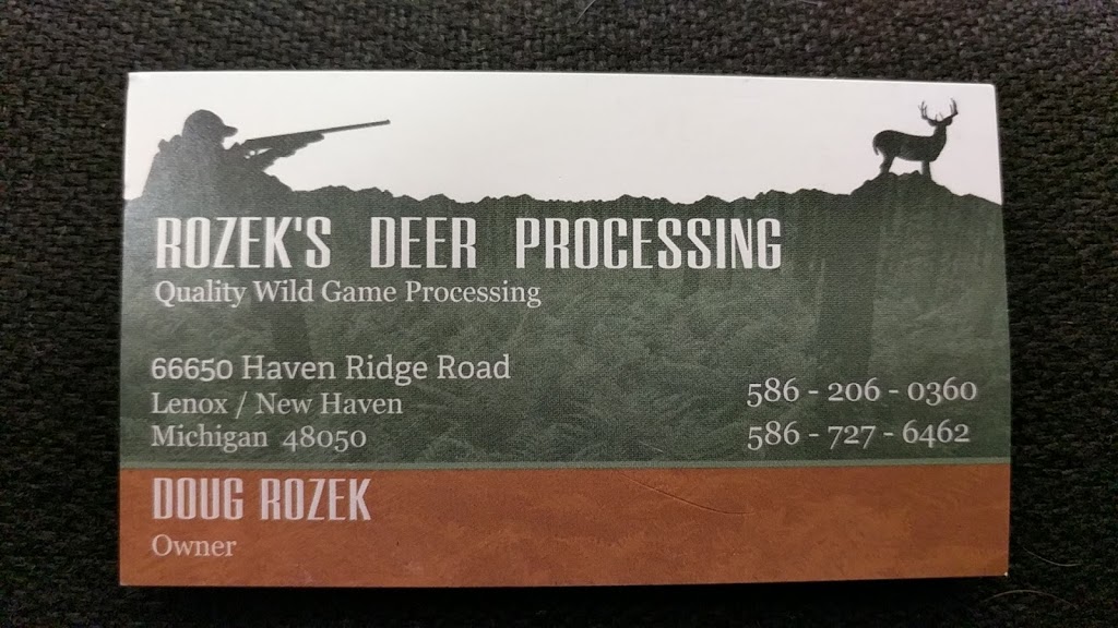 Rozeks Deer Processing | 66650 Haven Ridge Rd, New Haven, MI 48050, USA | Phone: (586) 727-6462