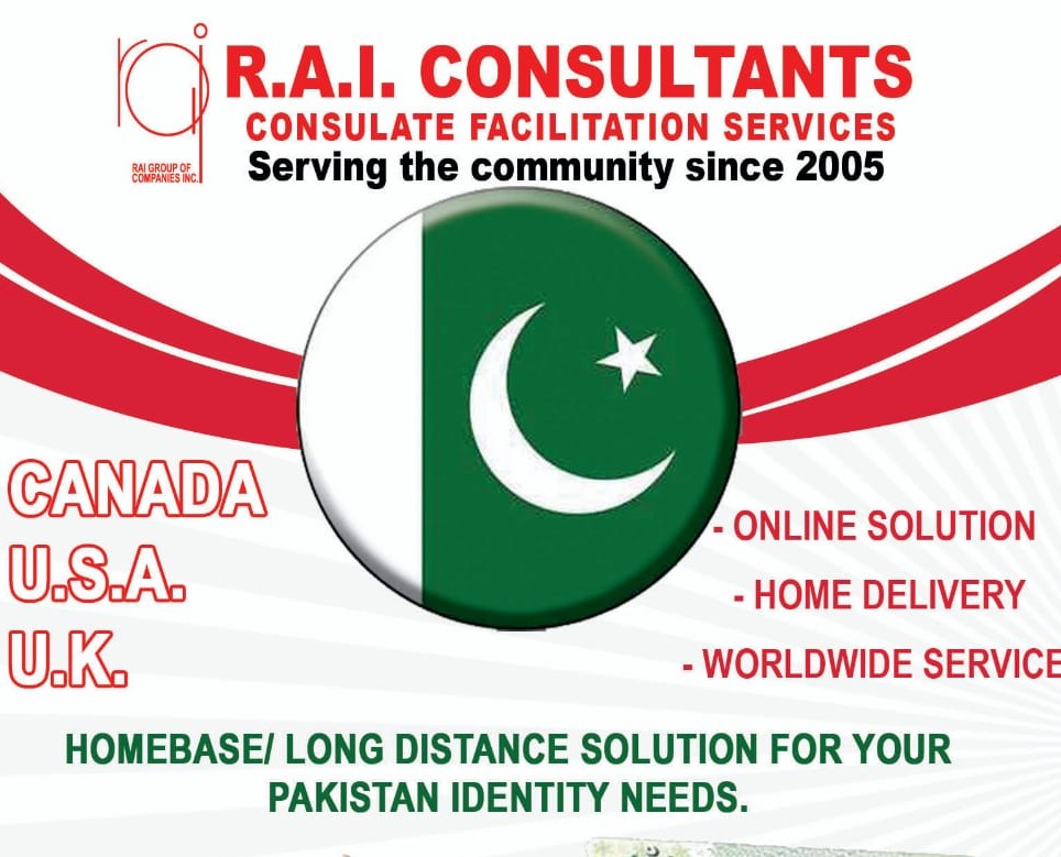 Pakistan Consulate Services - R.A.I. Consultants | 810 Nipissing Rd Suite 204, Milton, ON L9T 4Z9, Canada | Phone: (905) 636-3500