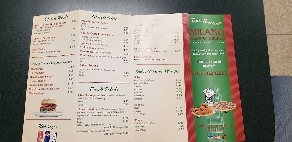 Milano Pizzeria | 290 King St E, Gananoque, ON K7G 1G5, Canada | Phone: (613) 382-8222