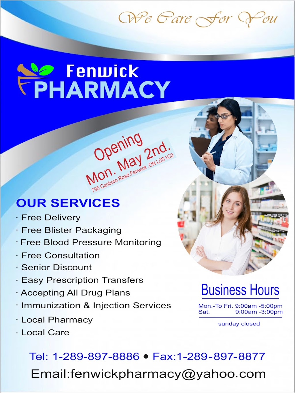 Fenwick pharmacy | health | 795 Canboro Rd, Pelham, ON L0S 1C0, Canada | 2898978886 OR +1 289-897-8886