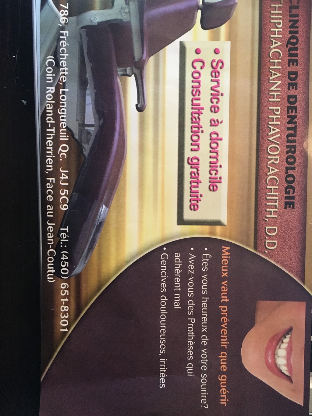 Clinique de Denturologie Phavorachith Thiphachanh | 786 Rue Fréchette, Longueuil, QC J4J 5C9, Canada | Phone: (450) 651-8301