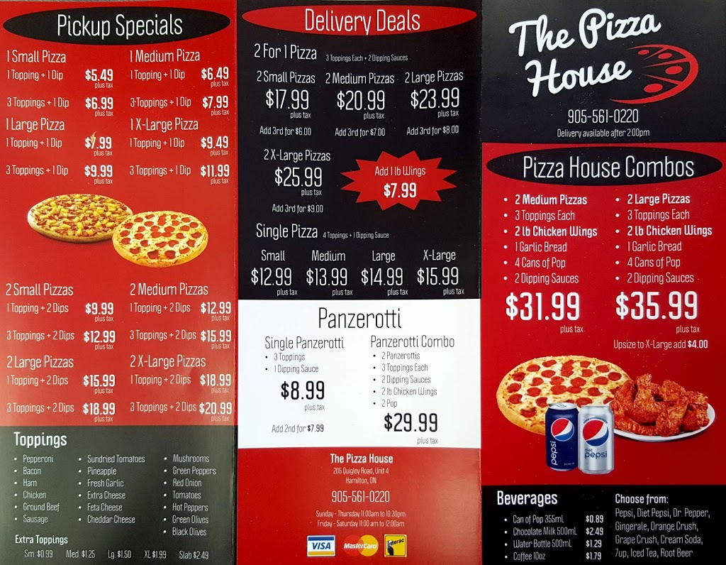 The Pizza House | 205 Quigley Rd, Hamilton, ON L8K 5M8, Canada | Phone: (905) 561-0220