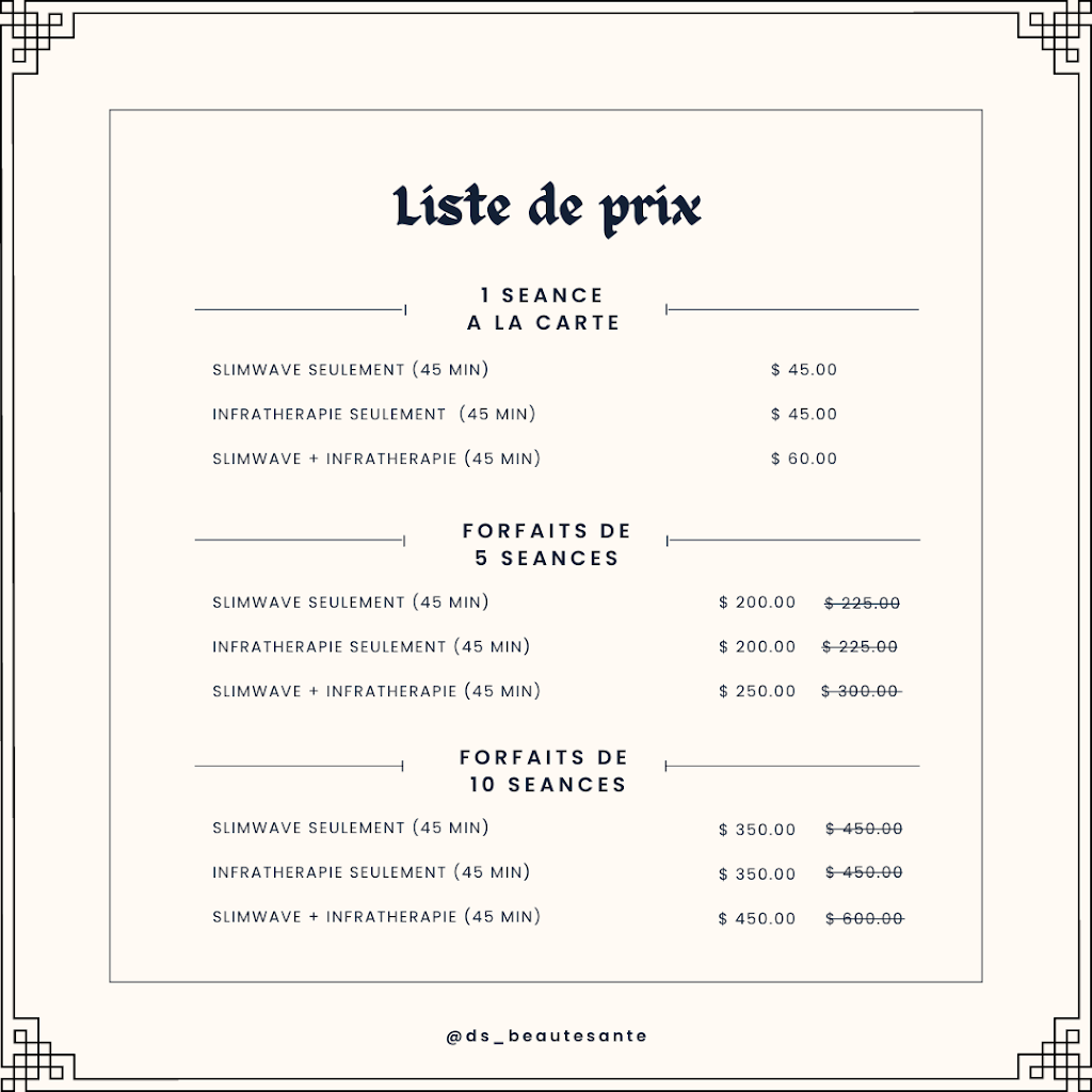 DS beauté santé | Slimwave, infratherapie, remodelage corporel, perte de poids naturelle et saine | 3495 Rue Bergerac, Brossard, QC J4Z 2M4, Canada | Phone: (438) 990-1906
