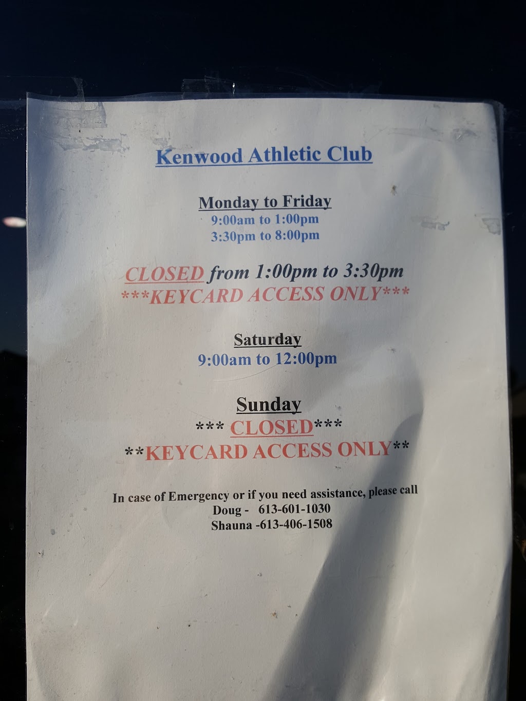 Kenwood Athletic Club | 78 Edward St S, Arnprior, ON K7S 3W4, Canada | Phone: (613) 623-1030
