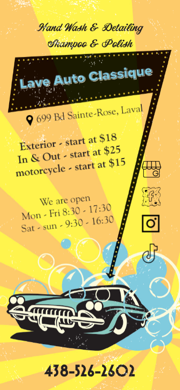 Lave Auto Classique | 699 Bd Sainte-Rose, Laval, QC H7R 1R6, Canada | Phone: (438) 526-2602