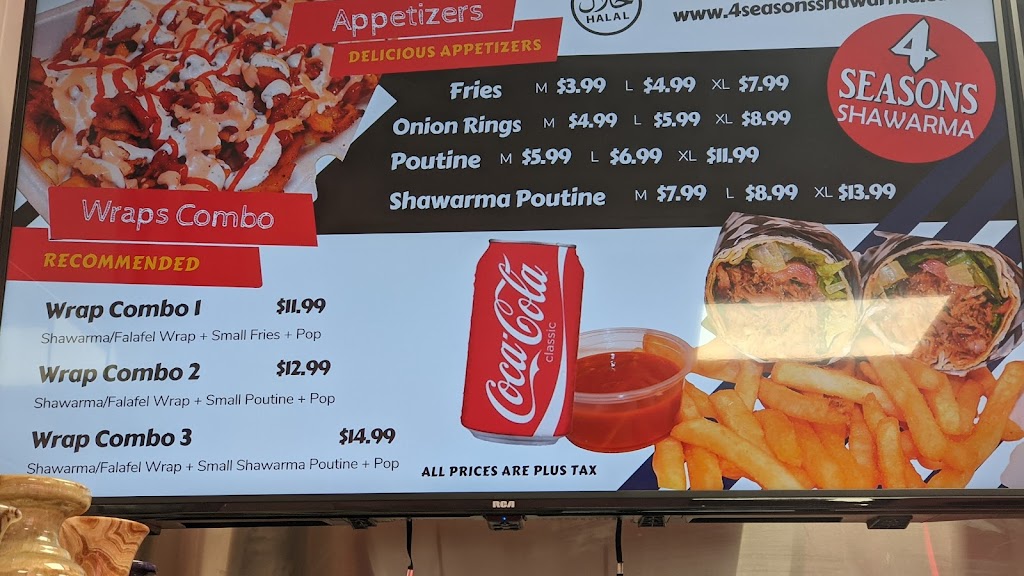 4 Seasons Shawarma | 450 Columbia St W #24, Waterloo, ON N2T 2W1, Canada | Phone: (519) 884-1212