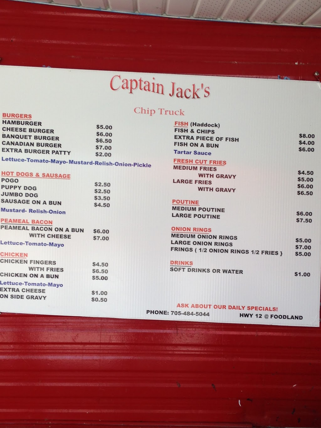 Captain Jacks Chip Truck | 2232 ONeill St, Brechin, ON L0K 1B0, Canada