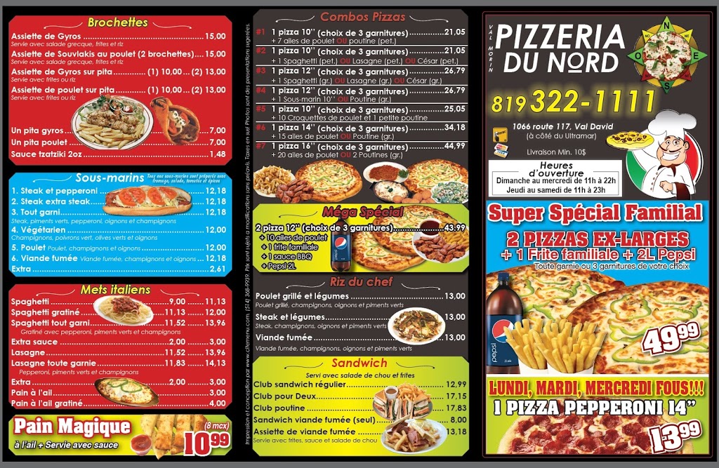Pizza du Nord Val David | 1066 QC-117, Val-David, QC J0T 2N0, Canada | Phone: (819) 322-1111