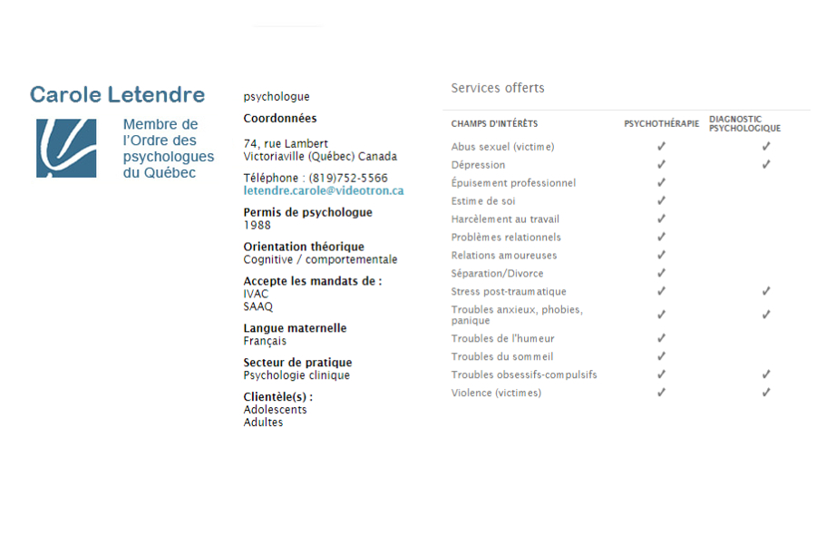 Letendre Carole | 74 Rue Lambert, Victoriaville, QC G6P 2K3, Canada | Phone: (819) 752-5566